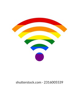 Wifi sign. Rainbow gay LGBT rights colored Icon at white Background. Illustration.