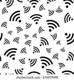 Wifi sign seamless background .  Wi-fi symbol.  Wifi zone.  Vector illustration