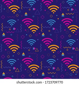 wi-fi-Zeichen nahtlose Muster neonaler Elemente Vektorgrafik