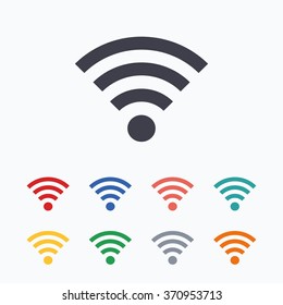 Wifi Sign. Wi-fi Symbol. Wireless Network Icon. Wifi Zone. Colored Flat Icons On White Background.