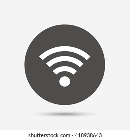 Wifi sign. Wi-fi symbol. Wireless Network icon. Wifi zone. Gray circle button with icon. Vector