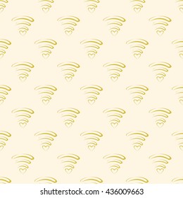 Wifi sign. Wi-fi symbol. Wireless Network icon. Wifi zone. Seamless pattern on a yellow background. Vector illustration