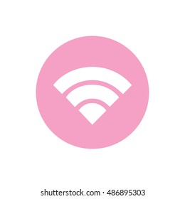 Wi-Fi sign vector. Pink circle. Pink button
