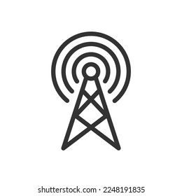Wifi signal antenna outline vector icon isolated on white background. Wireless tower stock illustration