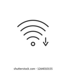 Wi-fi signal arrow outline icon. linear style sign for mobile concept and web design. Wireless network zone simple line vector icon. Symbol, logo illustration. Pixel perfect vector graphics