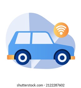 Wifi Signal With Automotive Denoting Concept Of Smart Car

