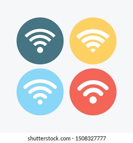 Wifi signal in the circle button icon set