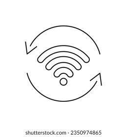 Wifi signal in circular arrow. Connecting process icon line style isolated on white background. Vector illustration