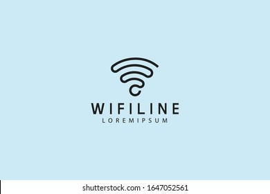 WiFi signal connection logo. illustration of signals in one line. vector line icon template