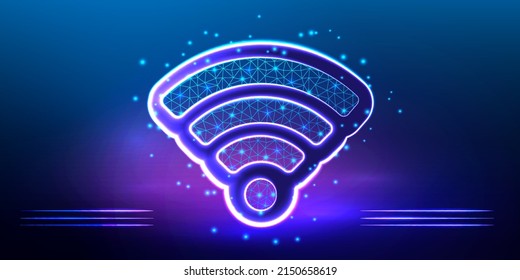 Wifi signal, connection and network symbol. Wireless internet concept.  Polygonal icon for business. Isolated vector ilustration.  