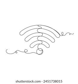 Wifi signal continuous one line drawing isolated vector illustration on white background.