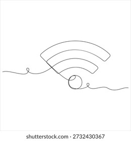 Sinal Wifi contínuo uma linha desenho vetorial ilustração