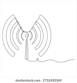 Sinal Wifi contínuo uma linha desenho vetorial ilustração