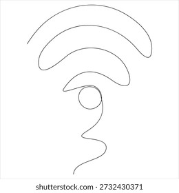 Sinal Wifi contínuo uma linha desenho vetorial ilustração