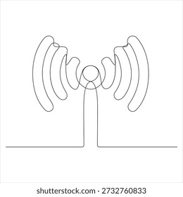 Sinal Wifi contínuo uma linha desenho vetorial ilustração