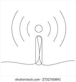 Sinal Wifi contínuo uma linha desenho vetorial ilustração