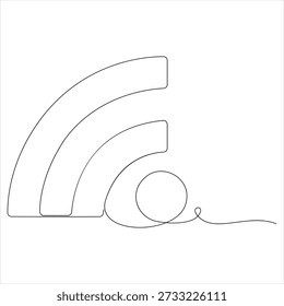 Sinal Wifi contínuo uma linha desenho vetorial ilustração
