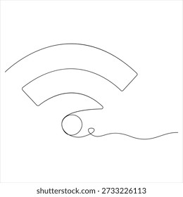 Sinal Wifi contínuo uma linha desenho vetorial ilustração