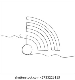 WLAN-Signal durchgehende einzeilige Zeichnung, Vektorgrafik