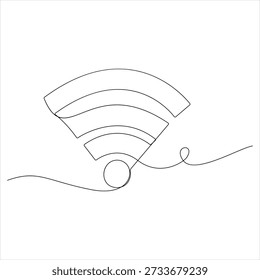 Sinal Wifi contínuo uma linha desenho vetorial ilustração