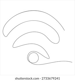 Sinal Wifi contínuo uma linha desenho vetorial ilustração