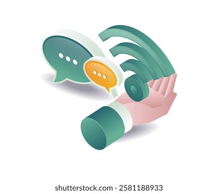 Wifi signal with conversation symbol