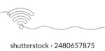 WI-FI signal drawn in one continuous line.   Outline icon for Internet, hotspot for UI and mobile applications in simple linear style Vector editable illustration