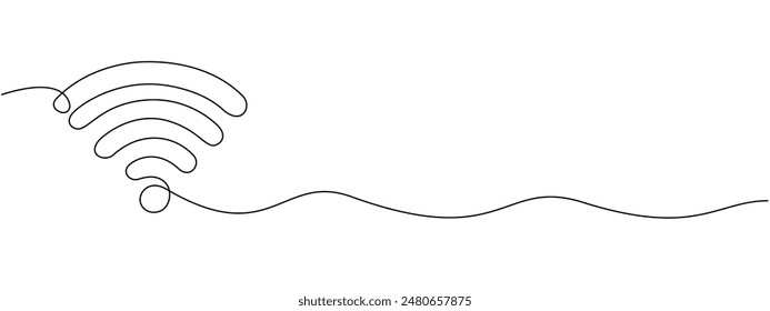 WI-FI signal drawn in one continuous line.   Outline icon for Internet, hotspot for UI and mobile applications in simple linear style Vector editable illustration