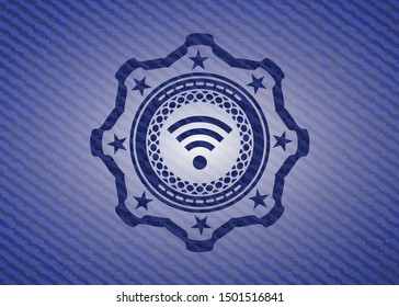 wifi signal icon with denim texture