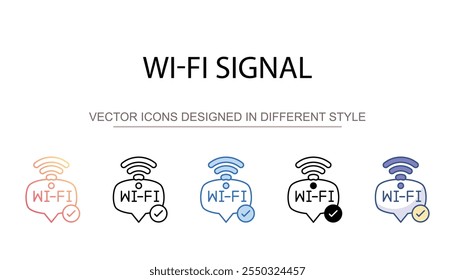 Design de ícone de sinal Wi-Fi com ilustração de estoque de fundo branco