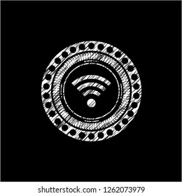 wifi signal icon drawn on a blackboard