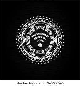 wifi signal icon drawn on a blackboard
