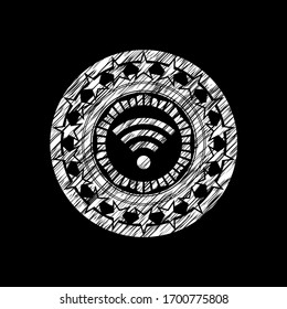 wifi signal icon drawn on a chalkboard