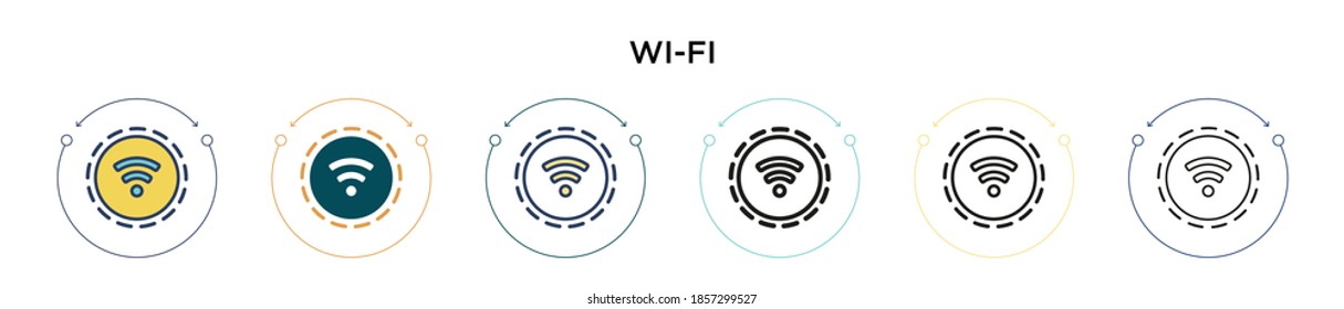 Wi-Fi-Signal-Icon in gefüllt, dünne Linie, Umriss und Strich-Stil. Vektorgrafik von zwei farbigen und schwarzen Wi-Fi-Signal-Vektorgrafiken-Designs kann für mobile, i, i, web-basierte