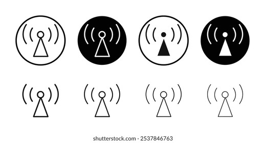Wifi Signal icon Flat simple outline set