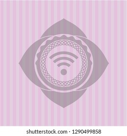 wifi signal icon inside badge with pink background