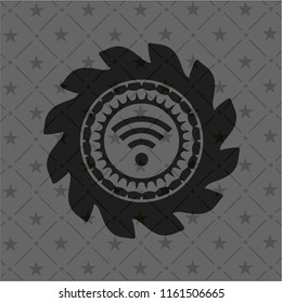wifi signal icon inside black emblem. Vintage.