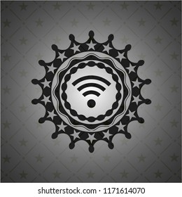 wifi signal icon inside black emblem