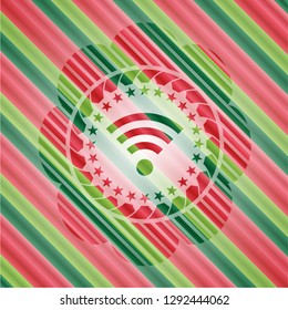 wifi signal icon inside christmas emblem.