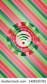 wifi signal icon inside christmas badge.