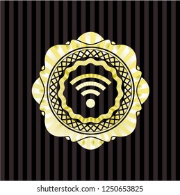 wifi signal icon inside gold shiny emblem