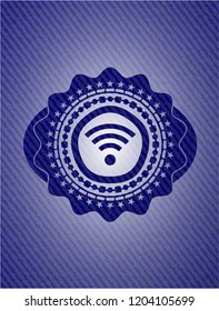 wifi signal icon inside jean background