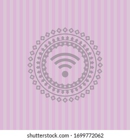 icono de señal wifi en el icono rosa o emblema