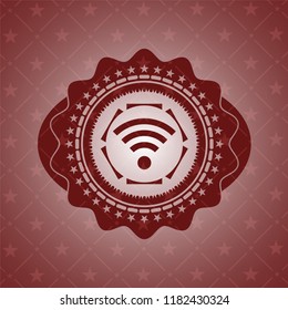 wifi signal icon inside red emblem