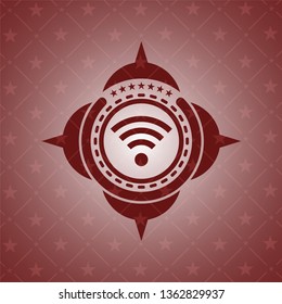 wifi signal icon inside red emblem