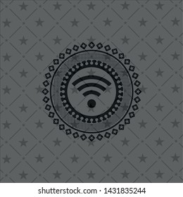 wifi signal icon inside retro style black emblem