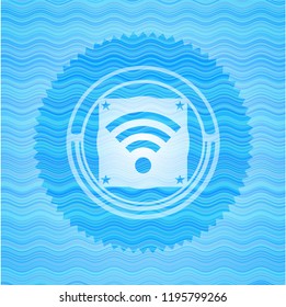 wifi signal icon inside water concept badge background.