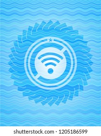 wifi signal icon inside water wavec oncept emblem.