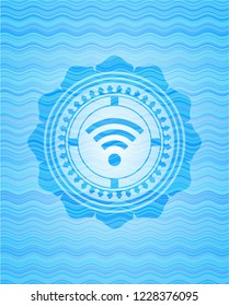 wifi signal icon inside water representation badge.