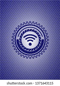 wifi signal icon with jean texture